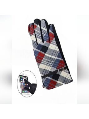 Touchscreen Gloves - Plaid - Gray